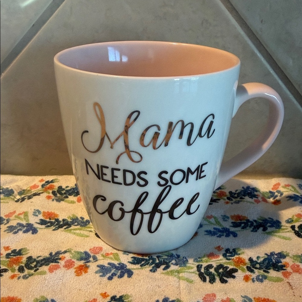 Mama Needs Some Coffee Pink-Accent Ceramic Mug